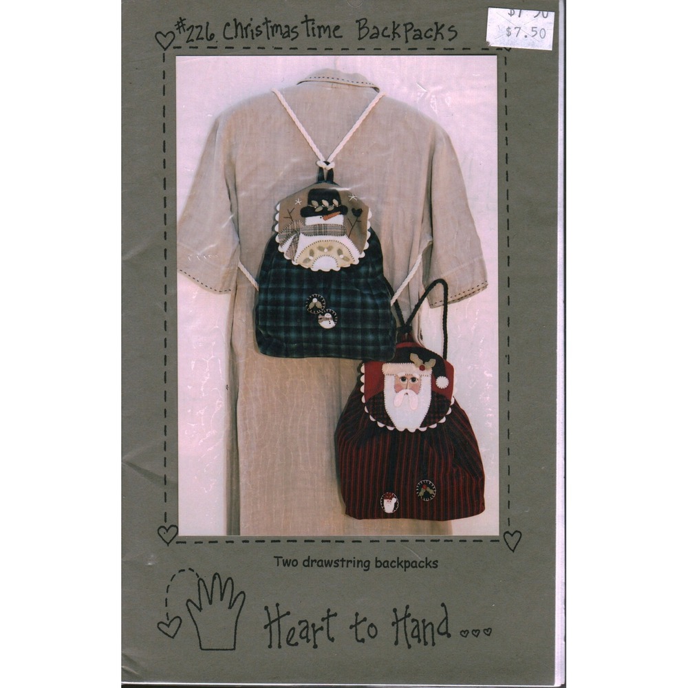 Heart‎ to Hand Christmas Time Backpacks Sewing Pattern Santa Snowman Drawstring